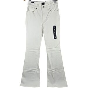 J Crew Full Length Flare Jeans White Signature Stretch Size 25‎